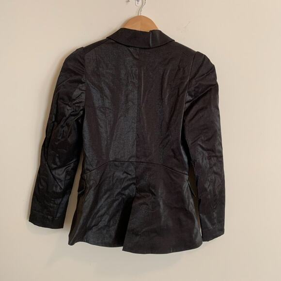 H&M Womens Size 4 Jacket Short Black Shimmer Silver Buttons Rock Preppy - Picture 5 of 9